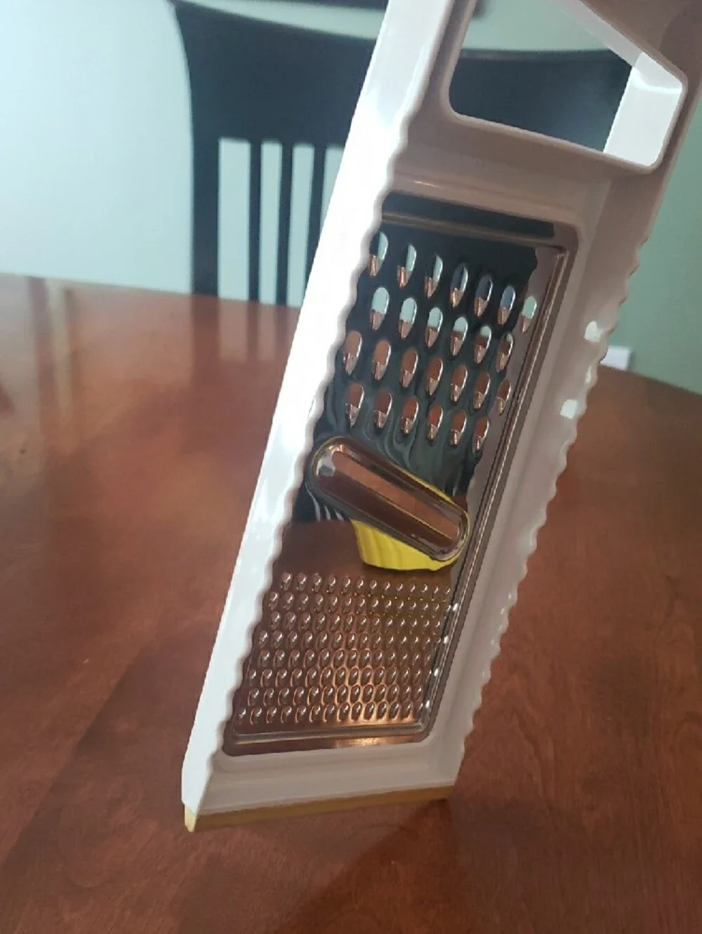 Vtg Leifheit -Slany Design White Handheld Cheese Grater W/ Stainless Steel Panel